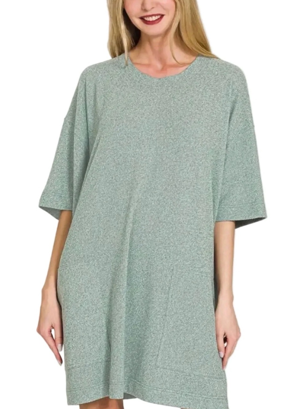 Zenana Soft Melange Hacci T-Shirts Dress